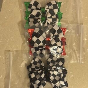 Checkered Hair Bow Set for Kids